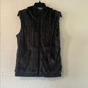 The North Face Grey Faux Fur Hooded Vest